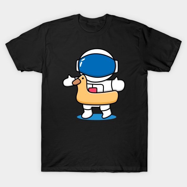 astronaut with swimming duck tires T-Shirt by BarnawiMT